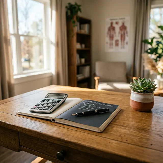 A organized desk with financial planning tools representing payment options and financing for rehab