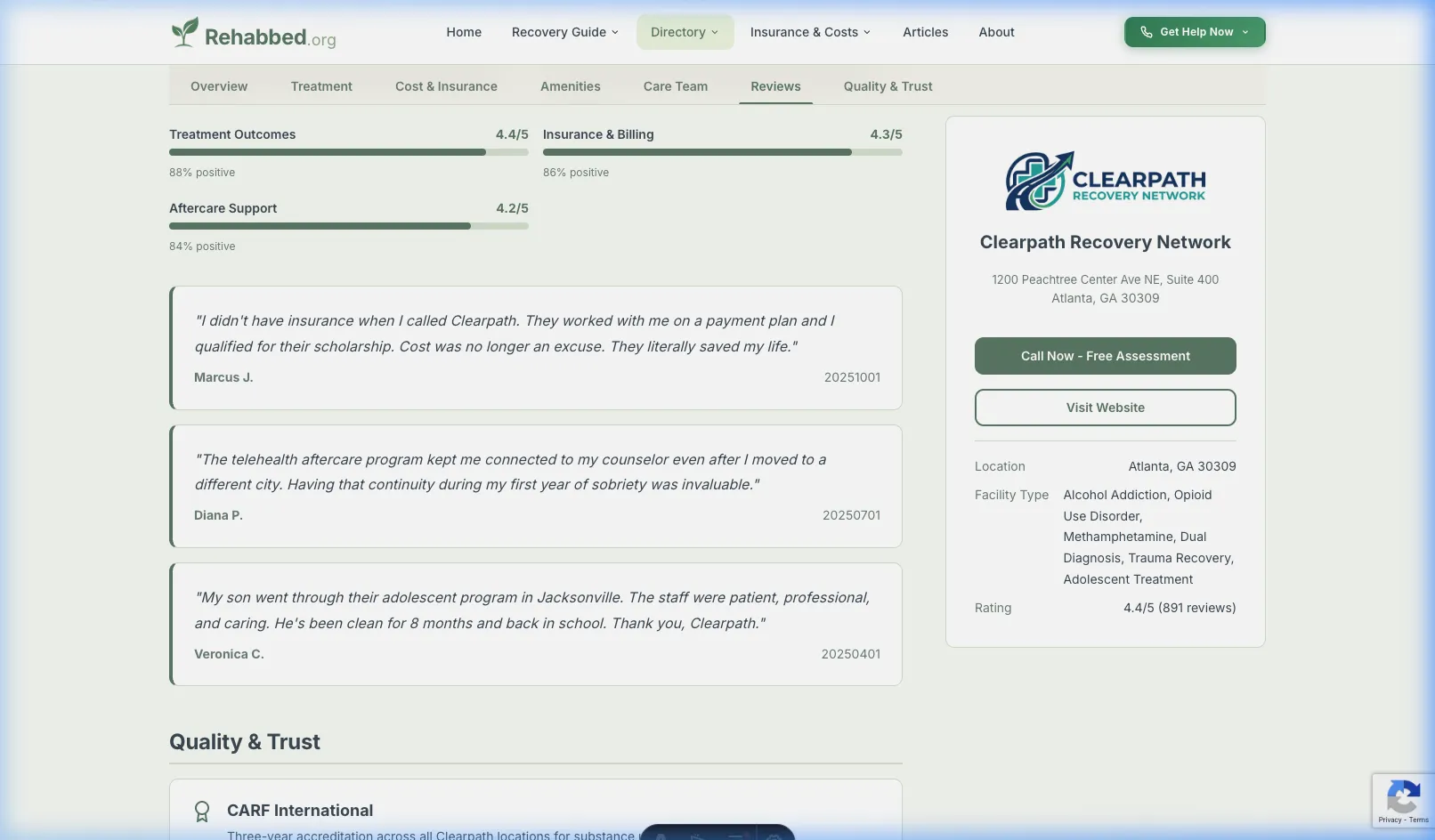 Premium listing reviews and ratings breakdown